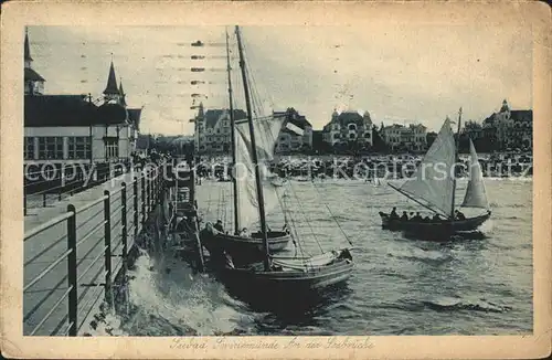 Swinemuende Ostseebad Westpommern Partie an der Seebruecke Segelboot Seebad Kat. Swinoujscie