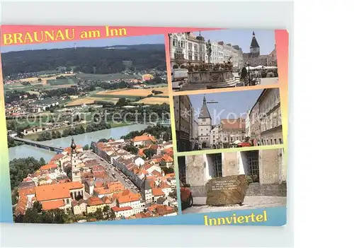 Braunau Inn Oberoesterreich Fliegeraufnahme Pfarrkirche Brunnen Teilansichten Kat. Braunau am Inn