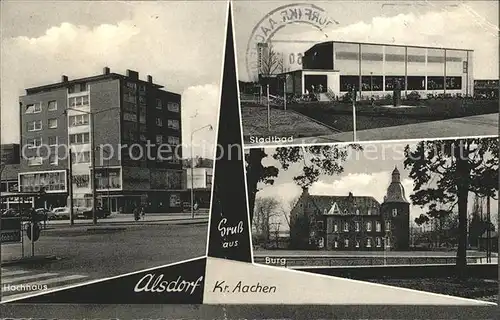 Alsdorf Stadtbad Burg Hochhaus Kat. Alsdorf