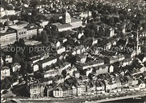 Zuerich Fliegeraufnahme Limmatquai Hochschulen / Zuerich /Bz. Zuerich City