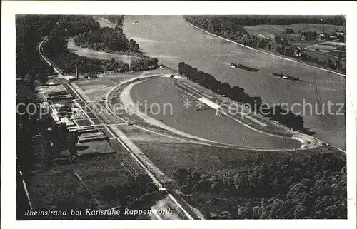 Karlsruhe Rheinstrand bei Rappenwoerth Fliegeraufnahme Kat. Karlsruhe