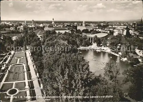 Karlsruhe Fliegeraufnahme Rosengarten Stadtgartensee und Schwarzwaldhalle Kat. Karlsruhe