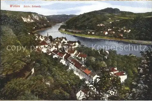 Wehlen Elbe Panorama Elbtal Kat. Wehlen