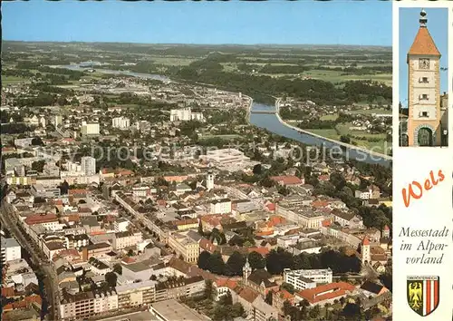 Wels Oberoesterreich Panorama Messestadt Alpenvorland Turm Wappen Kat. Oesterreich