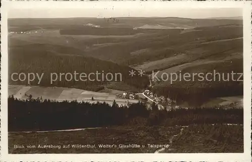 Wildenthal Eibenstock Erzgebirge Panorama Blick vom Auersberg Weiters Glashuette Talsperre Kat. Eibenstock