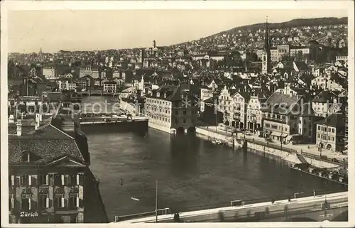 Zuerich Haeuserpartie an der Limmat / Zuerich /Bz. Zuerich City