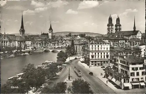 Zuerich Limmat Kirche Grossmuenster / Zuerich /Bz. Zuerich City