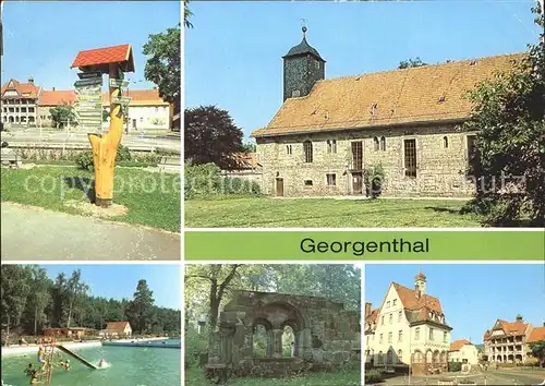 Georgenthal Wanderwegweiser Kirche Waldbad Ruine Kloster FDGB Erholungsheim Kat. Georgenthal