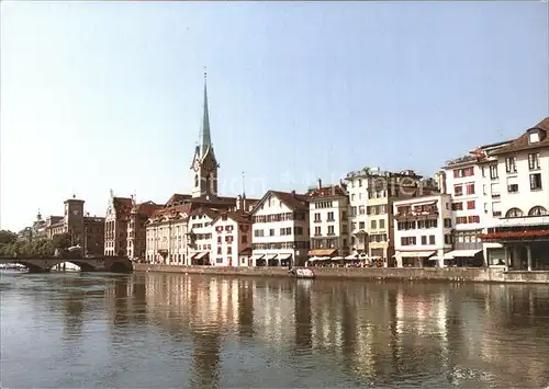 Zuerich Partie an der Limmat mit Bruecke Kat. Zuerich