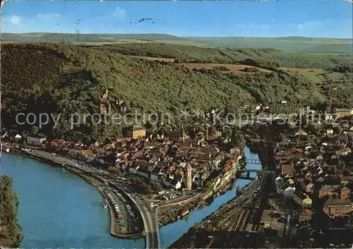 Wertheim Main Fliegeraufnahme Zusammenfluss von Main und Tauber Kat. Wertheim