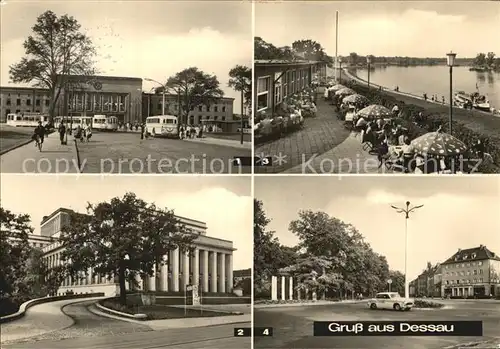 Dessau Rosslau Hauptbahnhof Landestheater HO Gaststaette Kornhaus Elbe Sieben Saeulen Kat. Dessau Rosslau