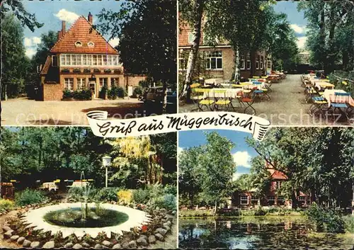 Mueggenbusch Restaurant Cafe Pension Gartenterrasse Springbrunnen Teich Kat. Luebeck