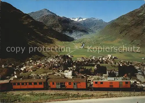 Andermatt Gotthardpass Furka Oberalp Bahn Blick gegen Ursenental Furkapass Kat. Andermatt