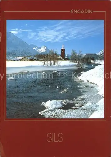 Sils Engadin Graubuenden Teilansicht Kirche Kat. 