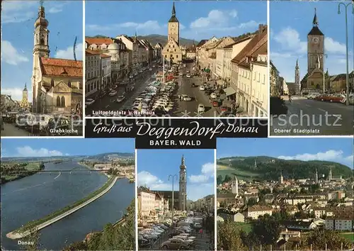 Deggendorf Donau Grabkirche Luitpoldplatz Rathaus Oberer Stadtplatz Donau Kat. Deggendorf