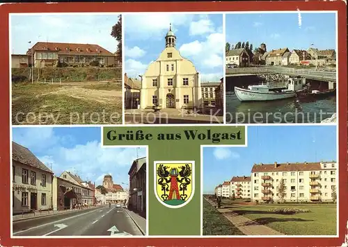 Wolgast Mecklenburg Vorpommern Rathaus Strasse der Befreiung HO Gaststaette Vier Jahreszeiten Kat. Wolgast