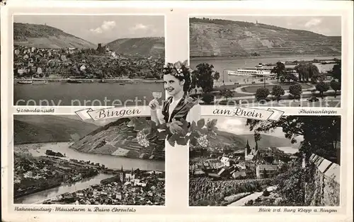 Bingen Rhein Rheinanlagen Maeuseturm Ruine Ehrenfels Burg Klopp Kat. Bingen am Rhein