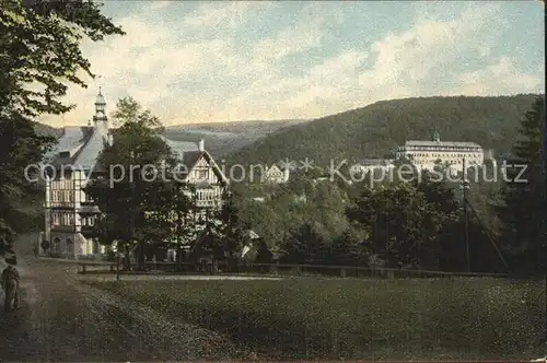 Schwarzburg Thueringer Wald Gasthaus Weisser Hirsch mit Schloss Kat. Schwarzburg