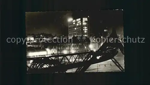 Elberfeld Wuppertal Glanzstoff Hochhaus uns Schwebebahn bei Nacht Kat. Wuppertal