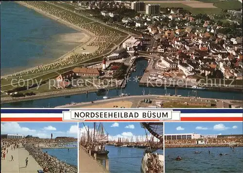 Buesum Nordseebad Fliegeraufnahme Promenade Fischereihafen Strand Kat. Buesum