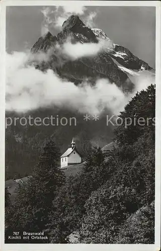 Braunwald GL Kirchli mit Ortstock Kat. Braunwald