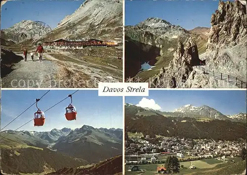 Strela Seilbahn Berghaus Strelapass mit Weissfluh Schiahoerner Kat. Strela