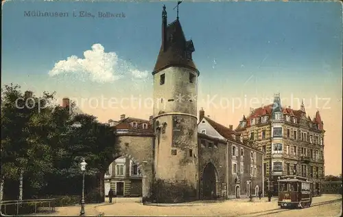 Muelhausen Elsass Bollwerk Strassenbahn Kat. Mulhouse