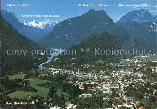 Bad Reichenhall Fliegeraufnahme mit Reiteralpe Loferer Steinberge Muellnerhorn Ristfeuchthorn Kat. Bad Reichenhall