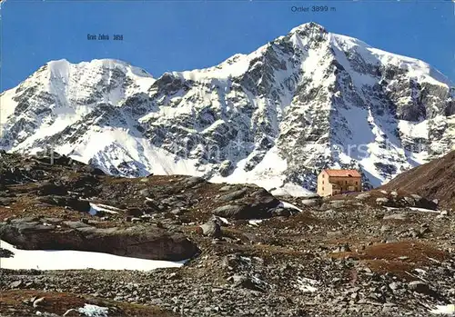 Duesseldorfer Huette mit Ortler und Zebru Kat. Stilfs