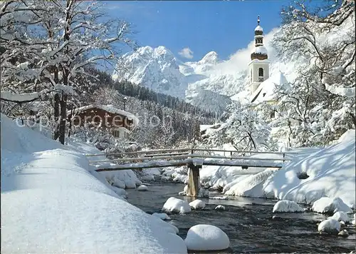 Ramsau Berchtesgaden mit Kirche und Reiteralpe Kat. Ramsau b.Berchtesgaden