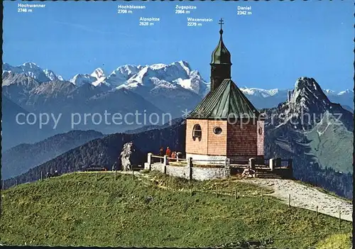 Tegernsee Wallbergkircherl gegen Wettersteingebirge Fernsicht Huber Karte Nr 8876 Kat. Tegernsee