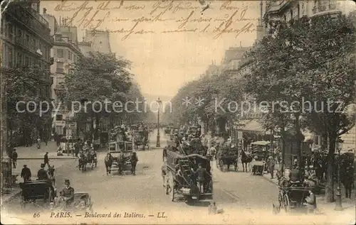 Paris Boulevard des Italiens Pferdebus Pferdekutsche Kat. Paris