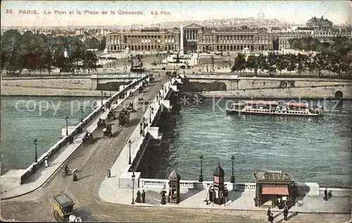 Paris Le Pont de la Place de la Concorde La Seine Bateau Kat. Paris