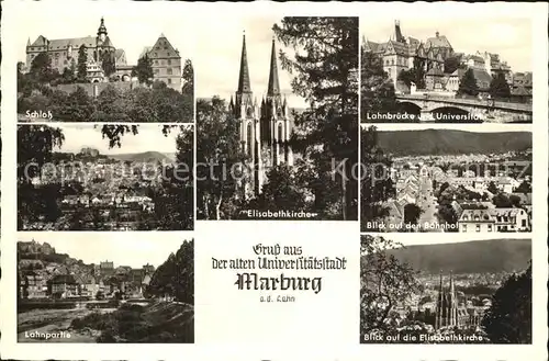 Marburg Lahn Schloss Lahnbruecke Universitaet Elisabethkirche Kat. Marburg