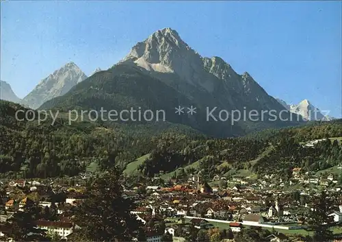 Mittenwald Bayern mit Wettersteinspitze Kat. Mittenwald