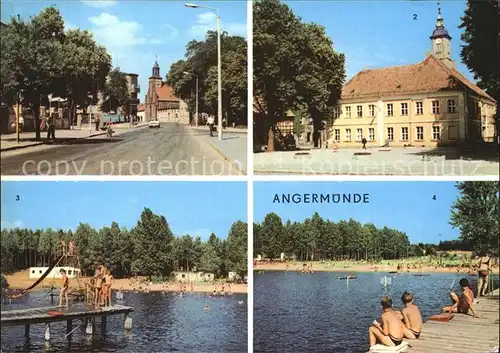 Angermuende Berliner Strasse Rathaus Freibad Walletzsee Kat. Angermuende