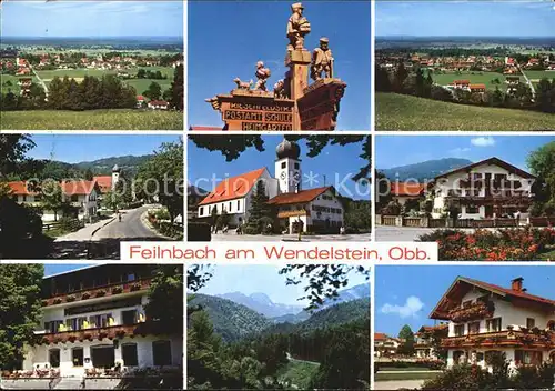 Feilnbach Panorama Wegweiser Kirche Dorfmotive Kat. Bayrischzell