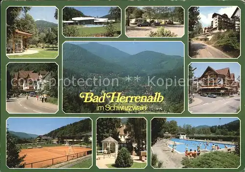 Bad Herrenalb Kuranlagen Panorama Teilansichten Tennisplatz Schwimmbad Kat. Bad Herrenalb