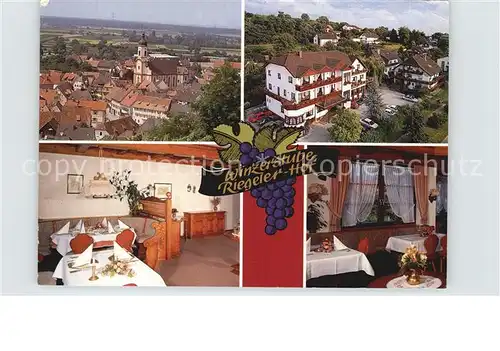 Riegel Kaiserstuhl Hotel Restaurant Riegeler Hof Winzerstube Kirche Kat. Riegel am Kaiserstuhl