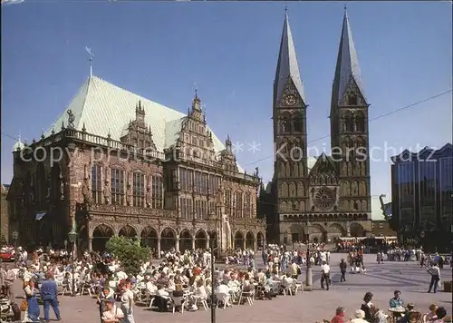 Bremen Marktplatz Rathaus Dom Parlamentsgebaeude Kat. Bremen