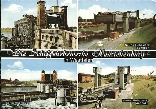 Henrichenburg Schiffshebewerk Altes Hebewerk Schachtschleuse Neues Heewerk Gesenkt und Gehoben Kat. Waltrop