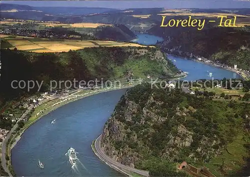 Loreley Lorelei Fliegeraufnahme Kat. Sankt Goarshausen