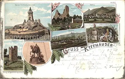 Kyffhaeuser Kaiser Wilhelm Denkmal Reiterstandbild Rotenburg Ruine Barbarossa Kelbra Rossla Litho Kat. Bad Frankenhausen