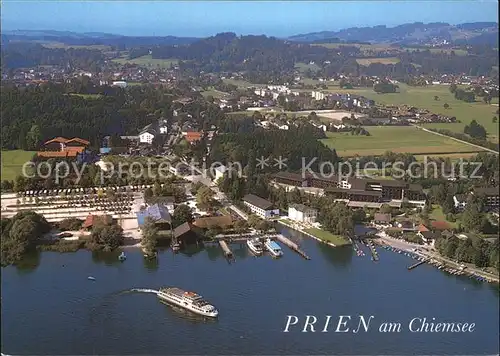 Prien Chiemsee Fliegeraufnahme Dampferhafen Schiffsanlegestelle Kat. Prien a.Chiemsee