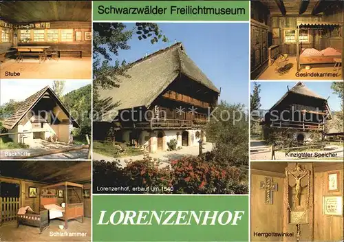 Gutach Schwarzwald Freilichtmuseum Stube Backhuette Schlafkammer Lorenzenhof Gesindekammer Kinzigtaeler Speicher Herrgottswinkel Kat. Gutach