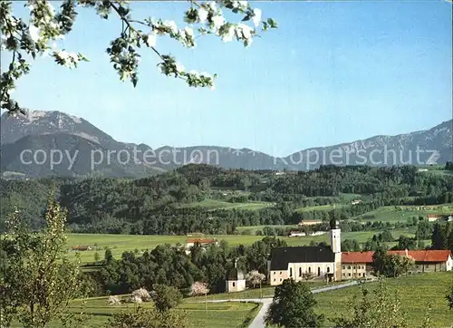 Willparting Irschenberg Ortsansicht mit Kirche Alpenpanorama