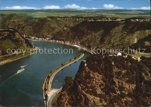 St Goar Rhein mit Loreley Fliegeraufnahme Kat. Sankt Goar