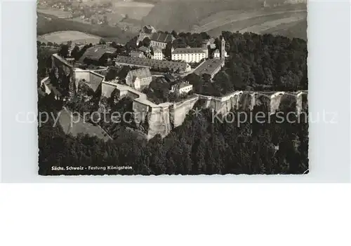 Saechsische Schweiz Festung Koenigstein Fliegeraufnahme Kat. Rathen Sachsen