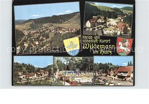 Wildemann Rhodesblick Kurviertel Bahnhofstr Schwimmbad Sonnenglanz Kat. Wildemann Harz