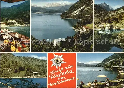 Urfeld Walchensee Ruderboote Panorama Terrassencafe  Kat. Kochel a.See